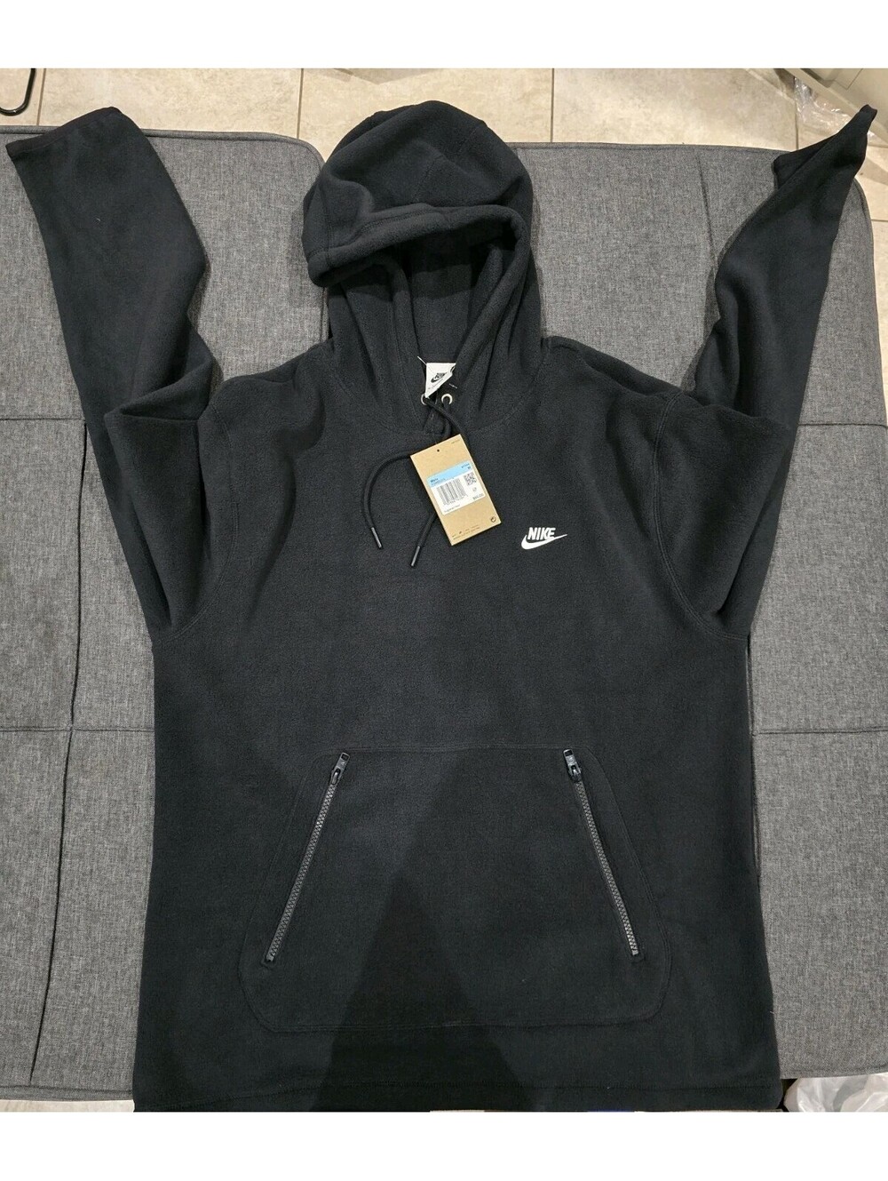 Size M - Nike Club Winterized Fleece Hoodie Black Fuzzy Pullover FZ0660-010 NWT